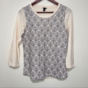 J. Crew Black & Cream 3/4 sleeve Top Small